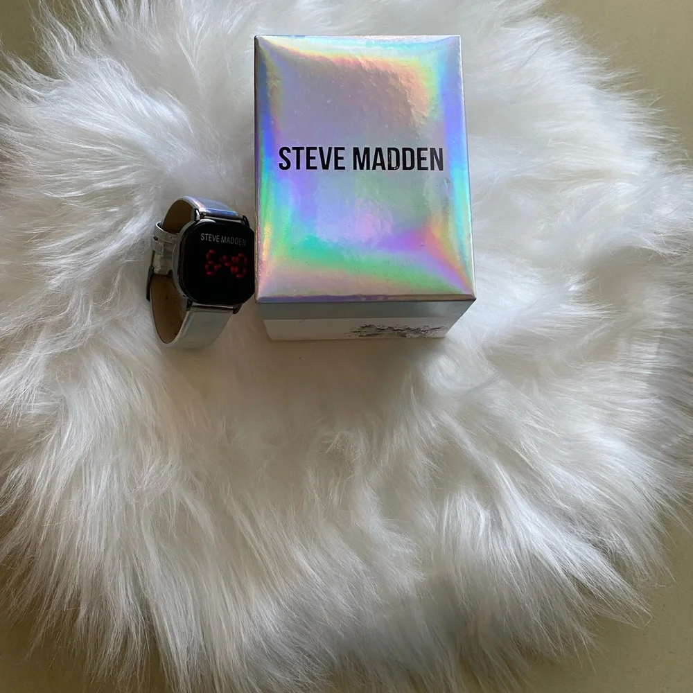 Steve Madden ladies digital watch silver with iridescent color